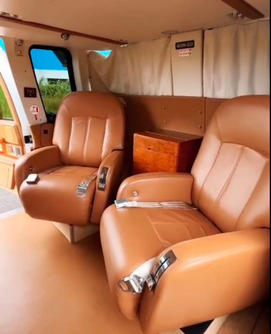 Leather club seats inside the S-76C++ used for the Premium darshan package